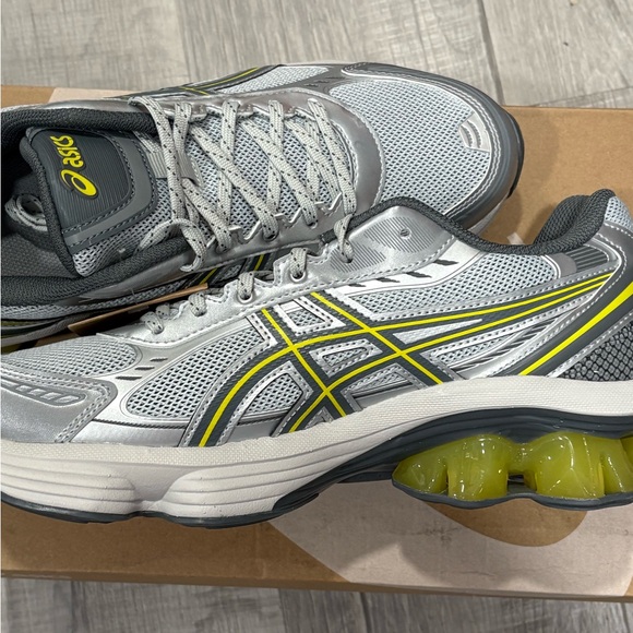 Asics Silver and Lime Athletic Sneakers